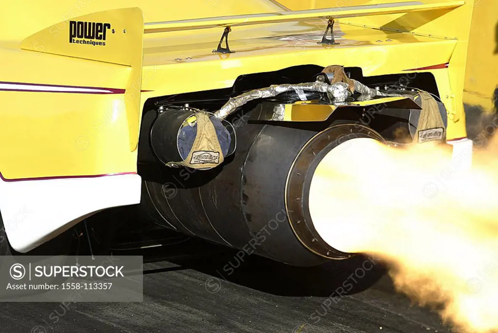 Motoring, Drag-Racing, Dragster, stern-opinion, detail, turbine-ray, no property release, sport, car, motor, car-races, racing, vehicle, technology, f...
