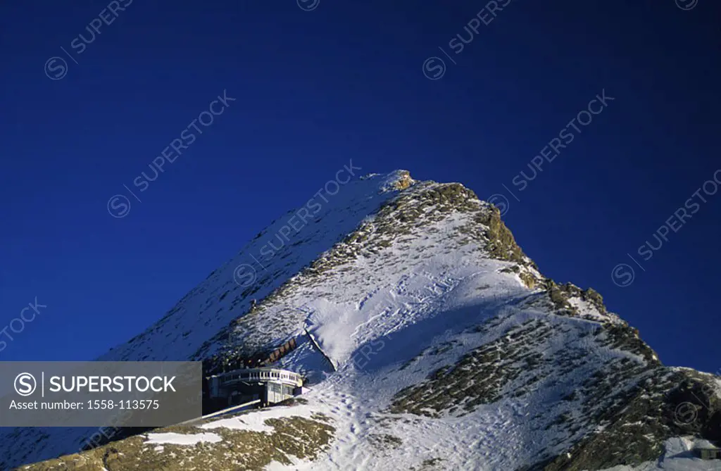 Austria, Salzburger country, cape-run, kid-stone-horn, summit-station, 3029 m, restaurant, mountains, mountain, snow-covered, glacier-ski-area, glacie...