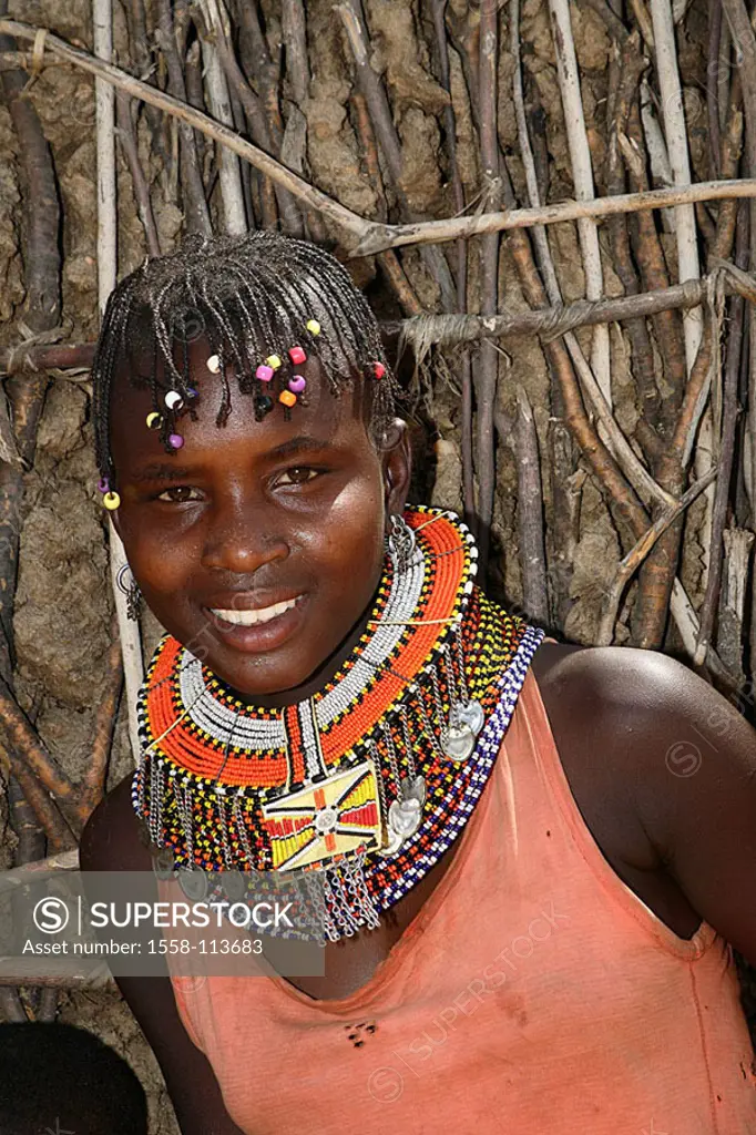 Kenya, Turkana-Frau, models neck-jewelry, portrait, no release, not freely f  Magazine titles of 02/07 rb/14 11 06 strings, Africa, North-Kenya, peopl...