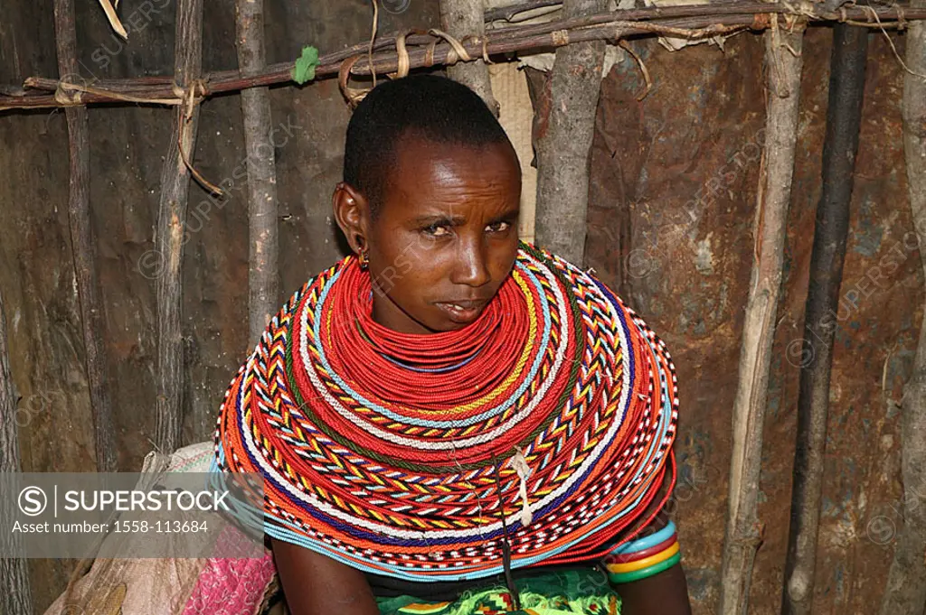 Kenya, Turkana-Frau, models no release, series, people, nomads, neck-jewelry, portrait, nomad-people, shepherd-nomads, people, trunk, Turkana-Stamm, T...