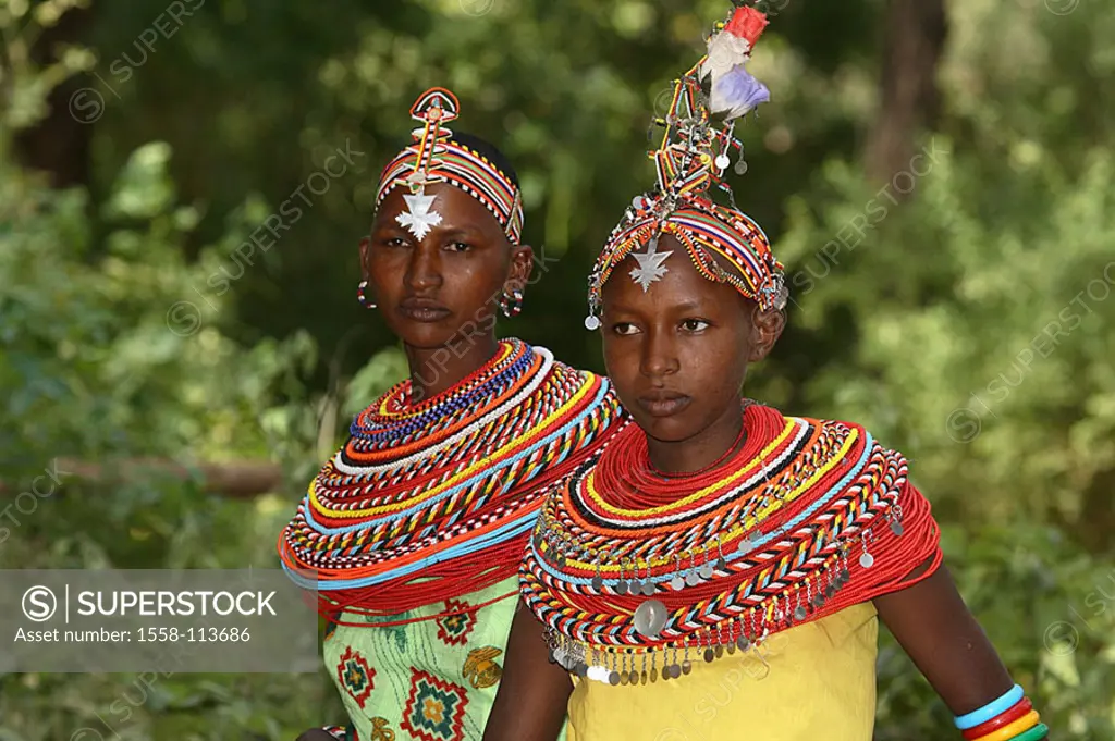 Kenya, Turkana-Frauen, neck-jewelry, headdress, portrait, no models Africa, North-Kenya, people, nomads, release, series, nomad-people, shepherd-nomad...