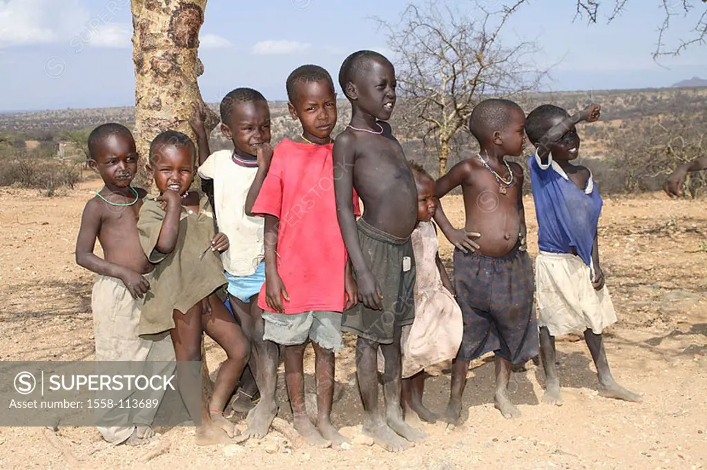 Kenya, Turkana-Kinder, group-picture, no models Africa, North-Kenya, people, nomads, release, series, nomad-people, shepherd-nomads, Turkana-Stamm, Tu...