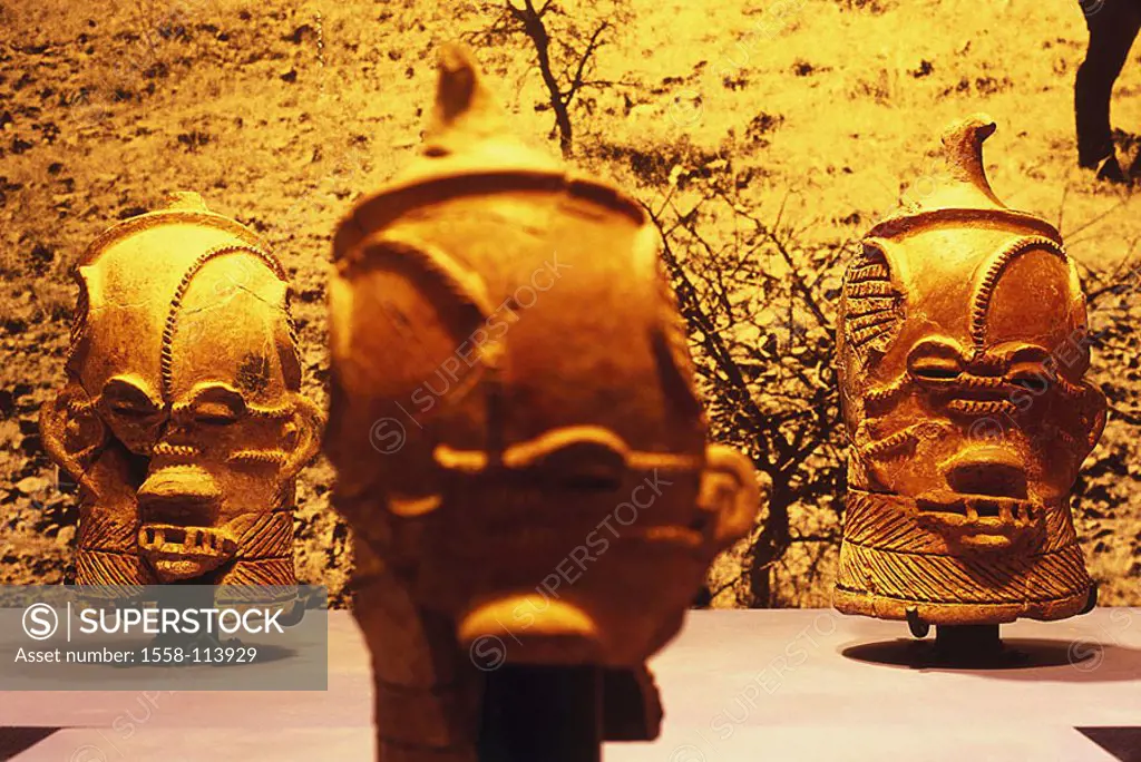 South Africa, province west-cape Lydenburg Lydenburg-Museum masks historically, ´Lydenburg-Köpfe´, Africa, cape-province, Thaba Chweu, ´city of the ai...