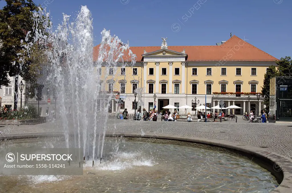 Germany, Bavaria, Regensburg, Bismarck-place, theaters, fountains, Southern Germany, waiter-palatinate, city, old part of town, district, UNESCO-Weltk...