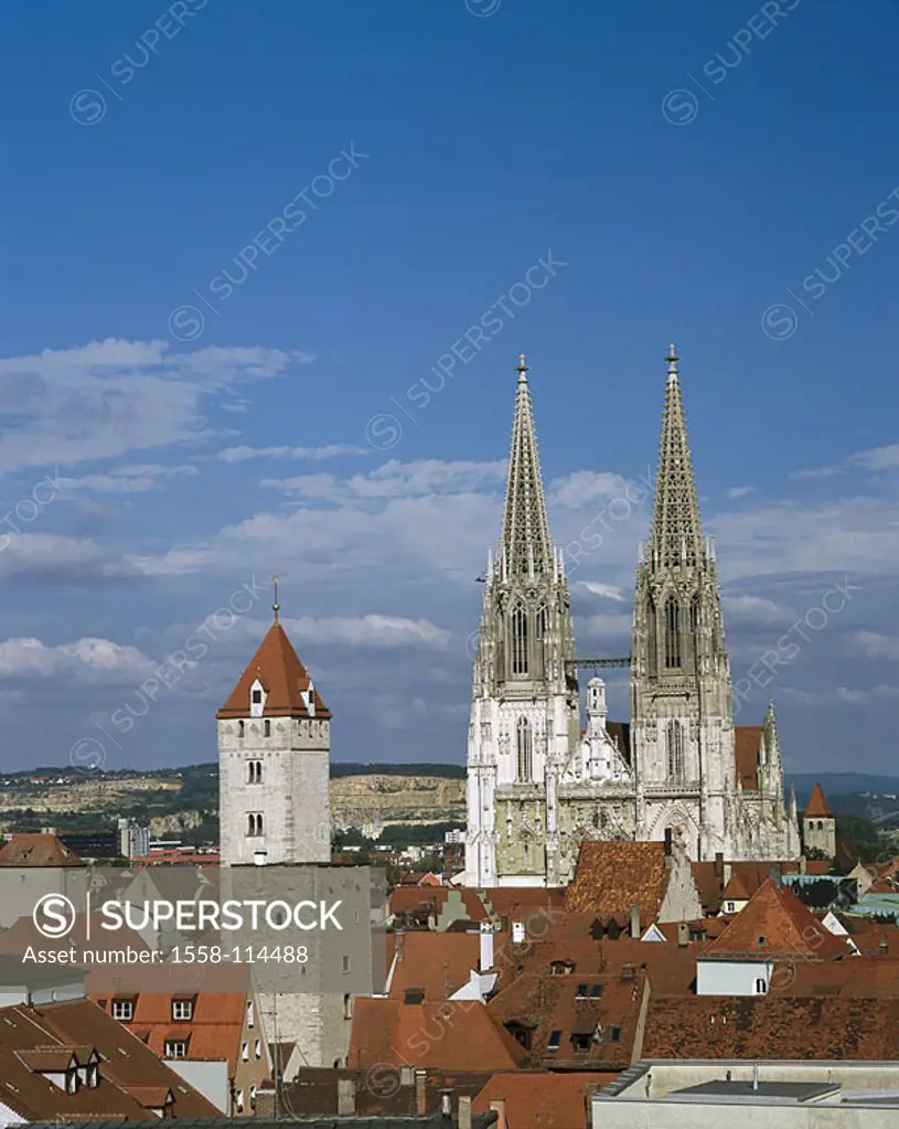 Germany, Bavaria, Regensburg, city-opinion, old part of town, cathedral, Southern Germany, waiter-palatinate, city, district, historically, sight, UNE...