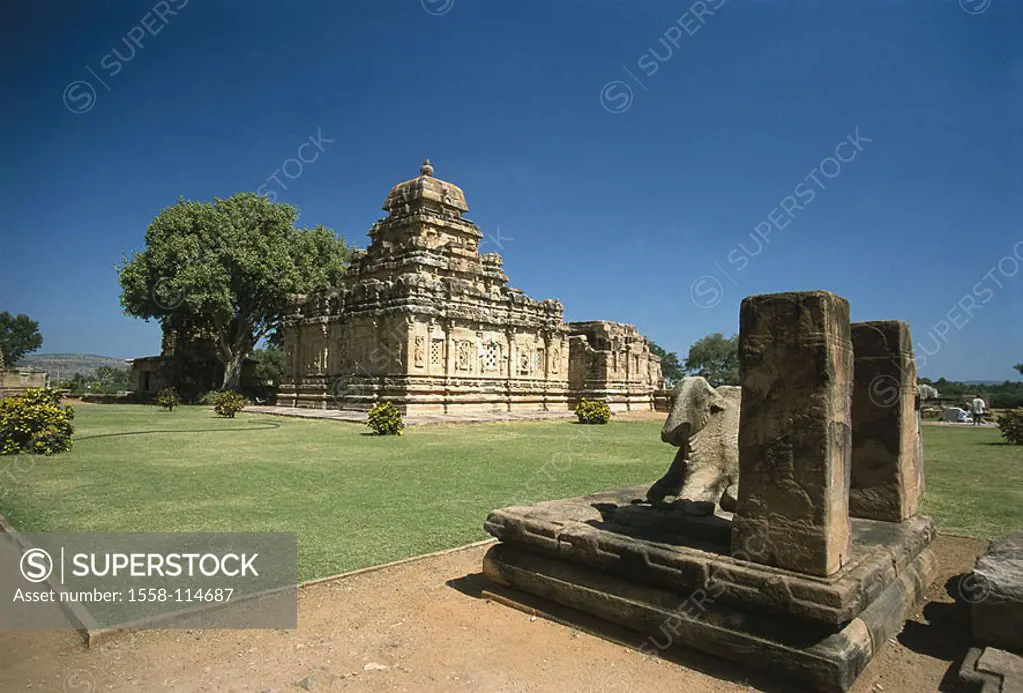India, Karnataka, Pattadakal, temples, Asia, South-Asia, South-India, temple-installation, temples, construction, architecture, sight, 7  Jh , belief,...