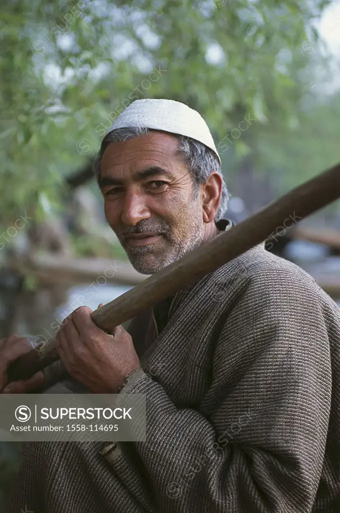 India, Jammu and Kashmir, Srinagar, sea, swimming market, man, portrait, no models South-Asia, Dschammu and cashmere, place, economy, release, Asia, t...