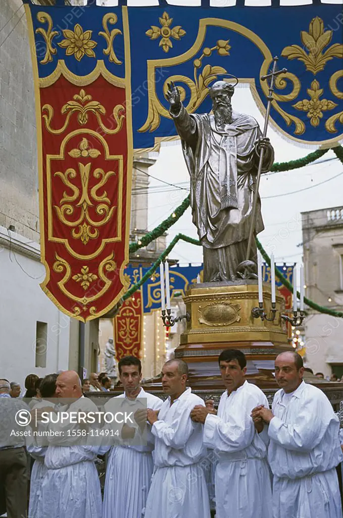 Island Malta, Zebbug, patronage-party, parish-church St  islands carry Philip, procession, men, saint-figure, no mr, Maltese ceremony party, culture, ...