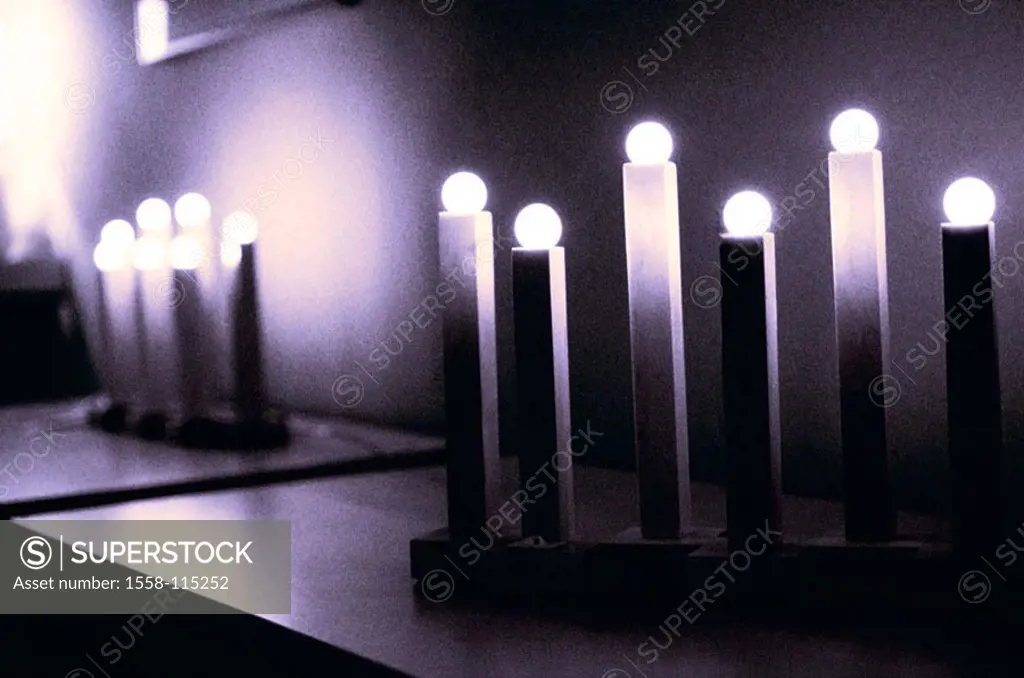 Candles, electric, monochrome, lights, lamps, stylizes, candle-forms, candle-shaped, illumination modern, futuristic concept candlelight uncomfortable...