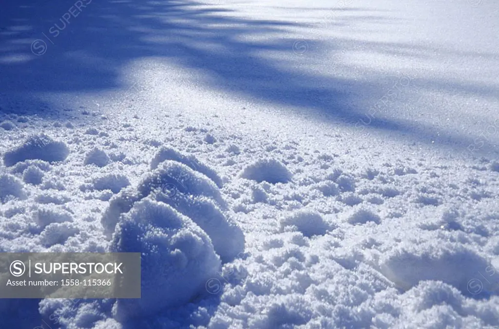 Snow-surface, shadows, detail, winters, snow-surface, snow, snow-covered, frost, cold, deficit-temperatures, season, symbol, Background, patterns, str...