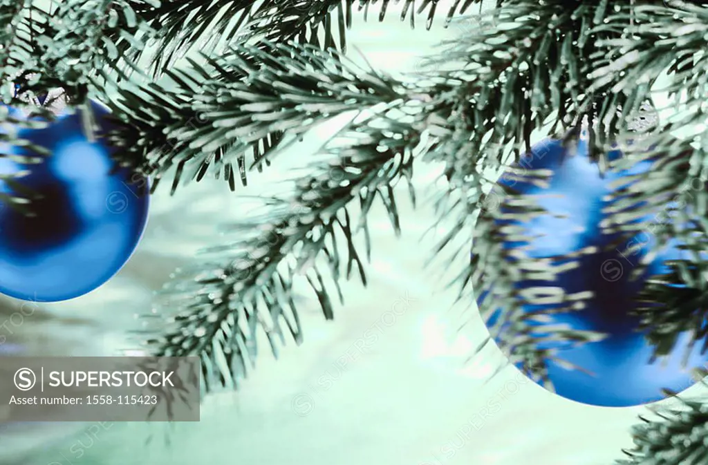 Christmas-tree, detail, branch, Christian-tree-balls, blue, Advent, Christmas, tree, fir, decorated, festively, Christian-tree-jewelry tree-jewelry ba...