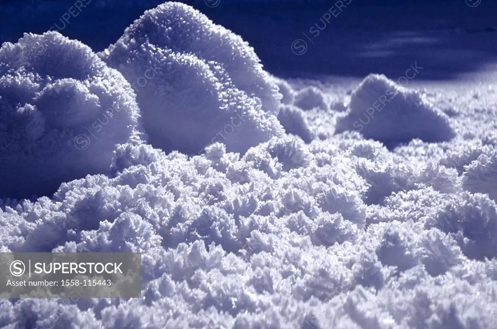Snow-surface, detail, snow-crystal, snow, ice-crystal, crystal, ice, snow, frost, was freezing cold, deficit-temperatures winters season symbol Backgr...