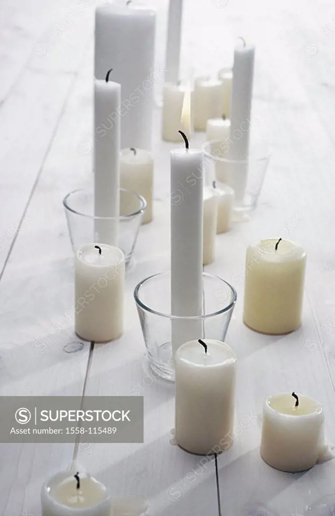 Wood-table, candles, knows, blown out, individual, burns, wax candles, symbol, candlelight, candlelight, coziness, heat, quietly life, fact-reception ...