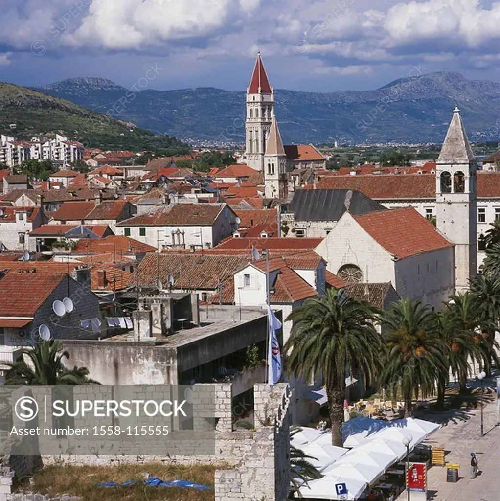 Croatia, Trogir, city-opinion, Balkan peninsula, Dalmatia, Adriatic-coast, city, cityscape, houses, residences, churches, steeples, destination, touri...