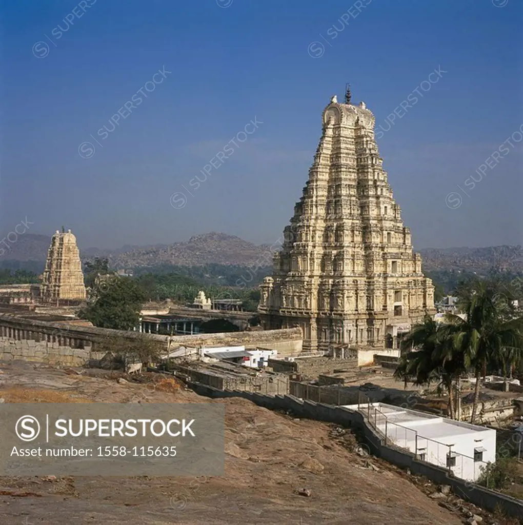 India, Karnataka, Hampi, Vijayanagar ruin-city, temples Virupaksha, Asia, ´city of the victory´, Vijayanagara, Virupaksha, palace-installation, palace...