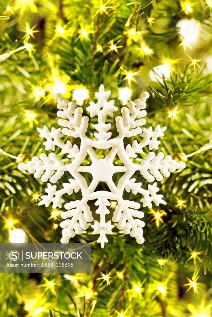 Christmas, Christian-tree, close-up, fir-branches, tree-jewelry, snowflake, artificially, fir-tree, detail, branches, decorated, decoration, ornament,...
