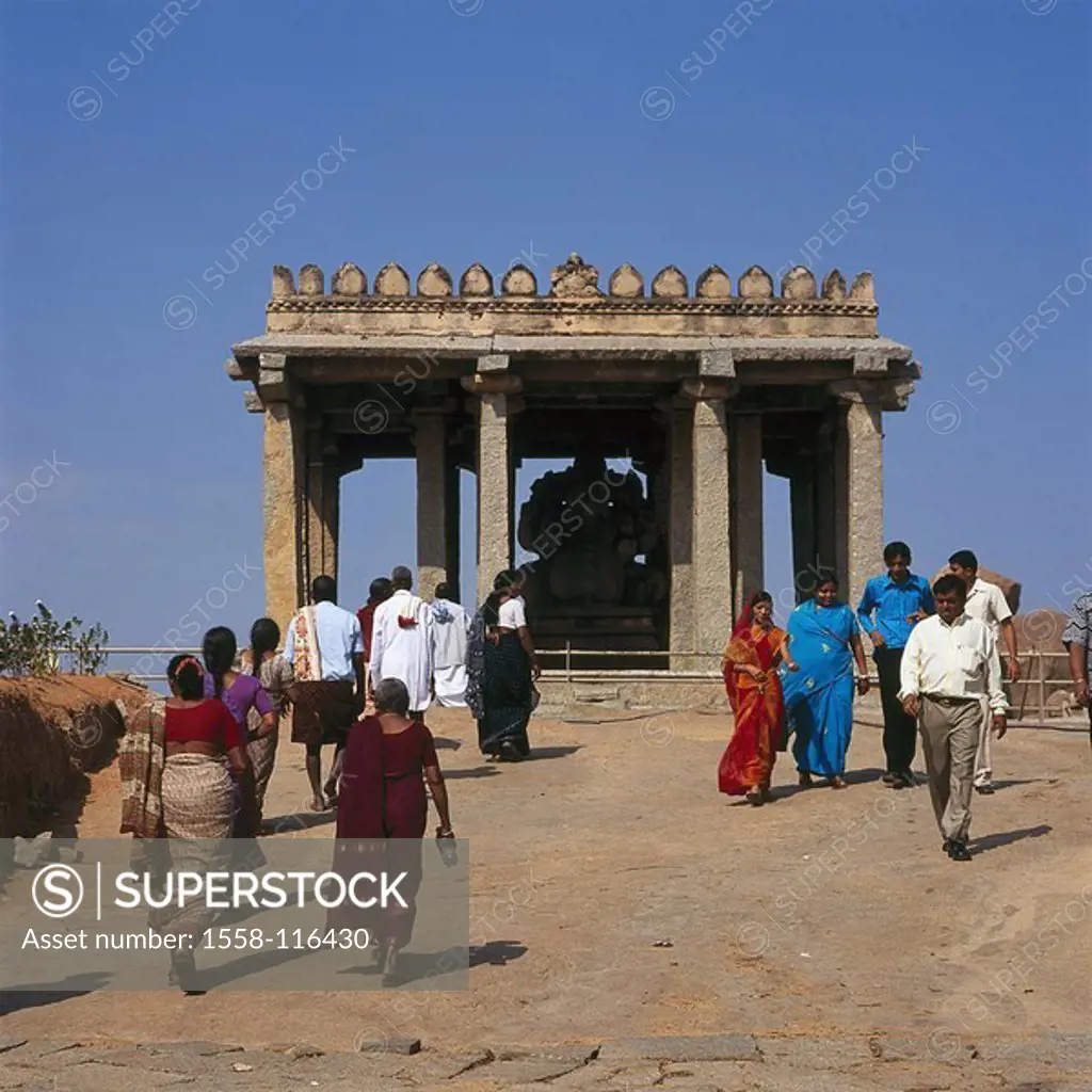 India, Karnataka, models temple, believers, no Hampi, Vijayanagar ruin-city, release, Asia, Virupaksha, construction, people, Indians, sight, UNESCO-W...