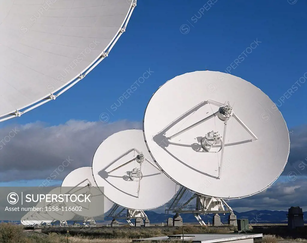 USA, New Mexico, Socorro, radio-telescopes, detail, series, North America, national Astronomy Observatory Very Large Array V L A , reception-installat...