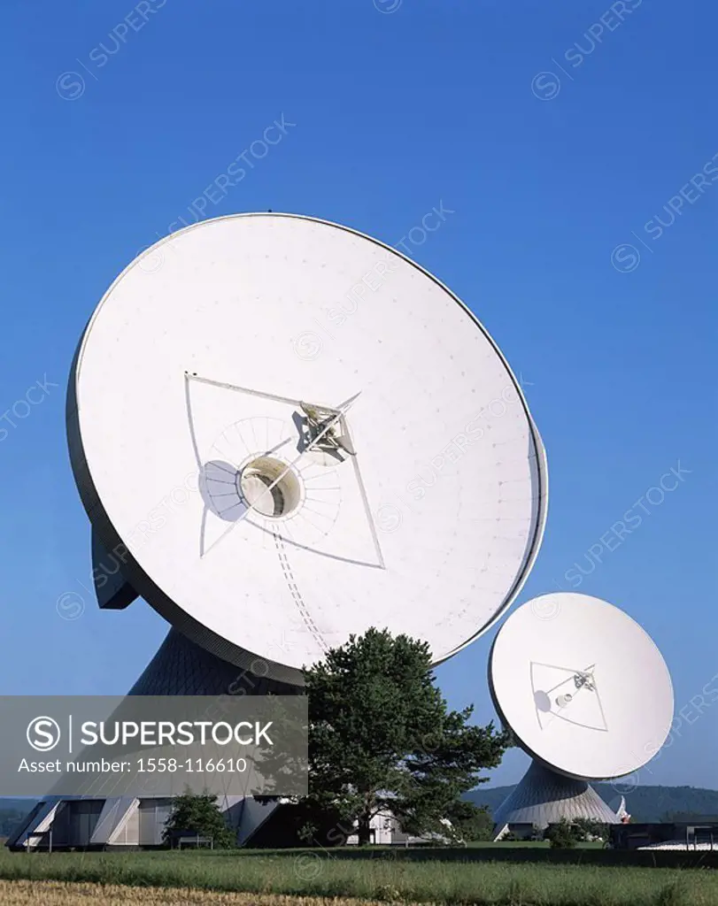 Germany, Bavaria, Raisting, radio-telescopes, series, waiter-Bavaria, reception-installation, telescopes, parabolic-antennas, antennas, astronomy, rad...