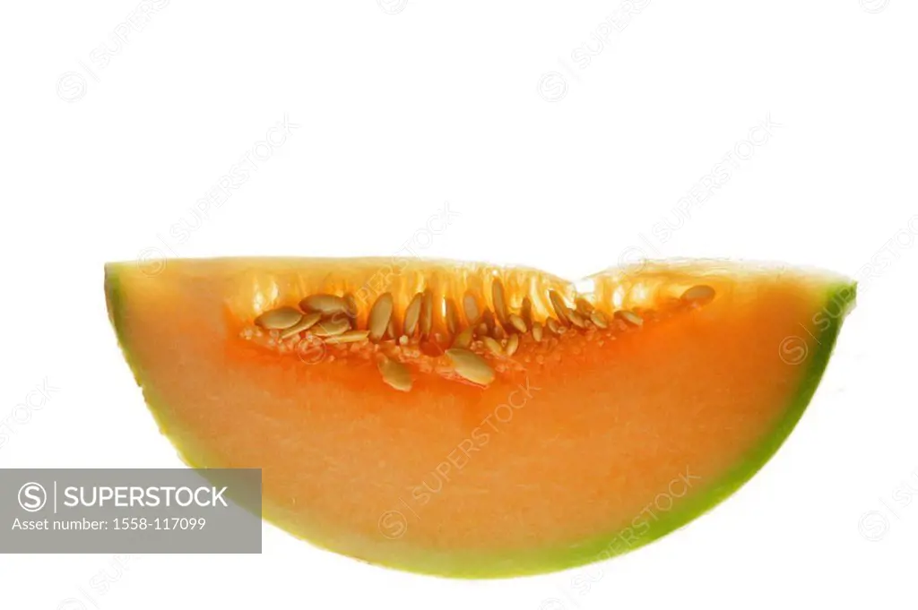 Honey-melon, piece, columns, series, fruit, fruit, South-fruit, melon, melon-kind, sugar-melon, Cucumis melo, pumpkin-plant, halves, pulp, orange, foo...