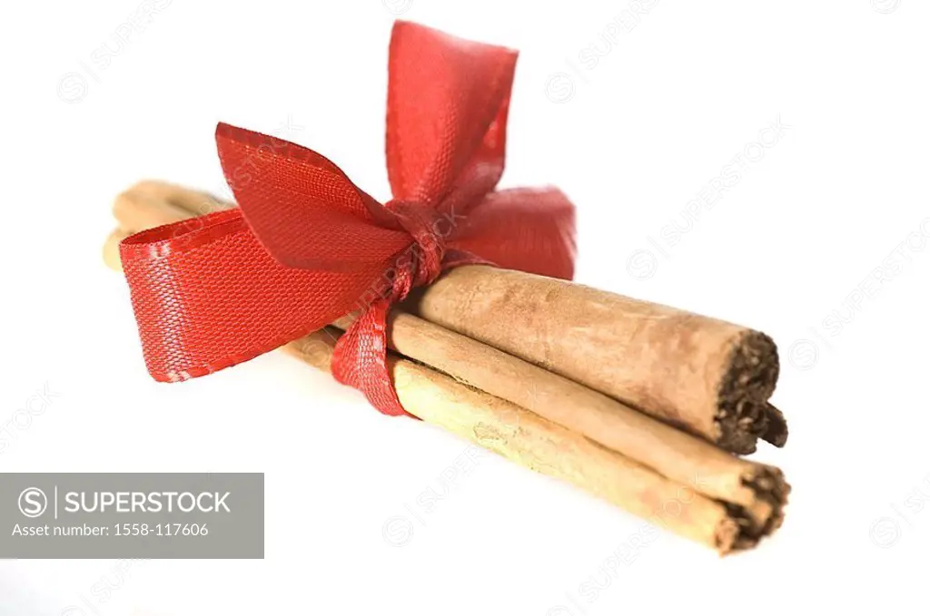 Cinnamon-poles, focused, bow, red, cinnamon, bark, cinnamon-bark, dried, pole-cinnamon, seasoning, scent, aroma, symbol, Advent, Christmas, Christmas-...