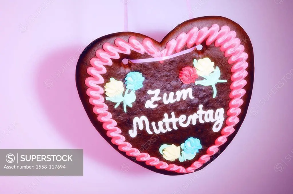 Gingerbread-heart, writing, ´to the mother-day´, series, gingerbreads, sweetness, gingerbreads, heart, heart-shaped, frosting, sugar, writing, decorat...
