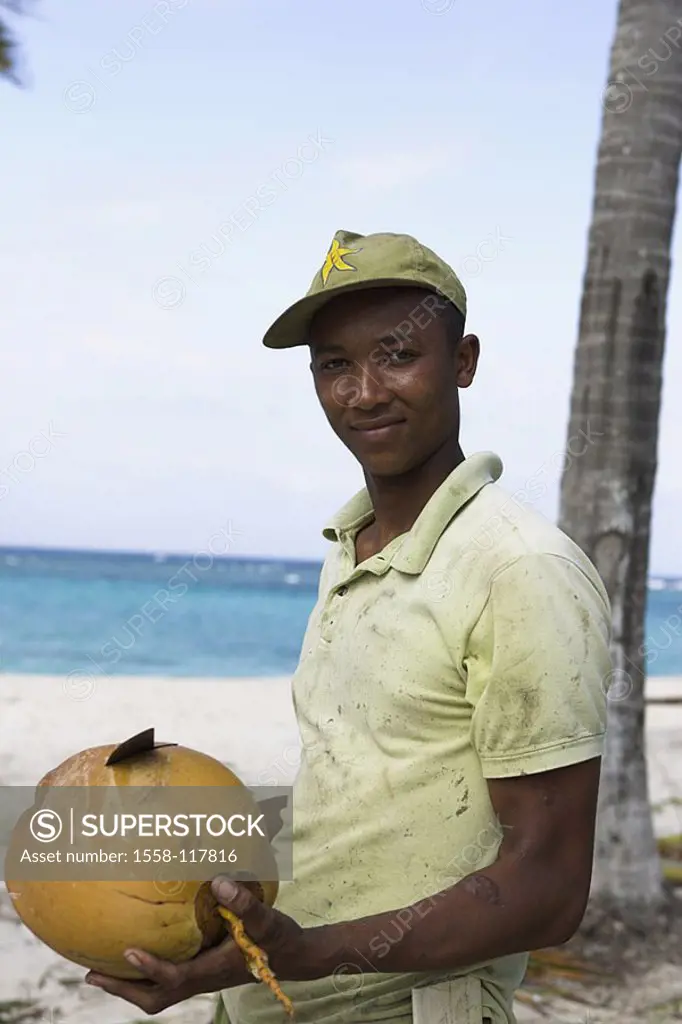Caribbean, native, machete, coconut, semi-portrait, opens , series, people, people of color, fruit sign-cap, knives, brags, symbol, coconut-milk, beve...