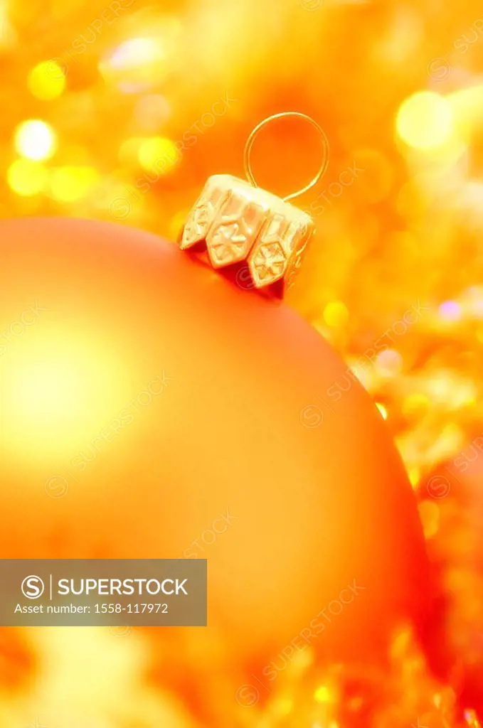 Christmas, Christian-tree-ball, Grilanden, golden, detail, fuzziness, ball, glass ball, Dekokugel, dulls, weak, round, fragile, delicately, decoration...