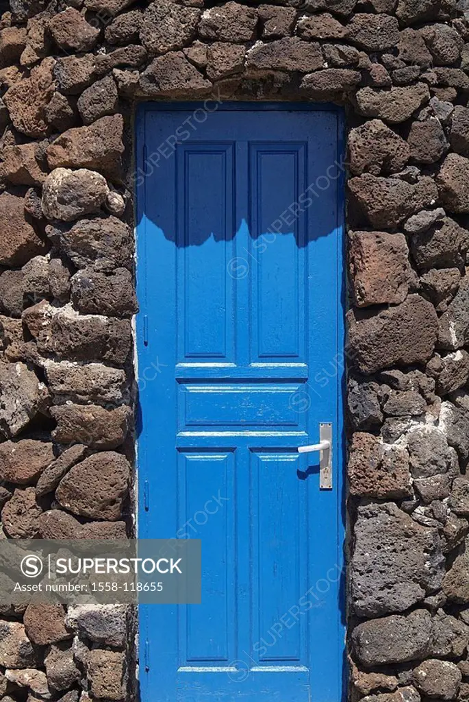 Spain, Canaries, island Lanzarote, Playa Blanca, front door, blue,