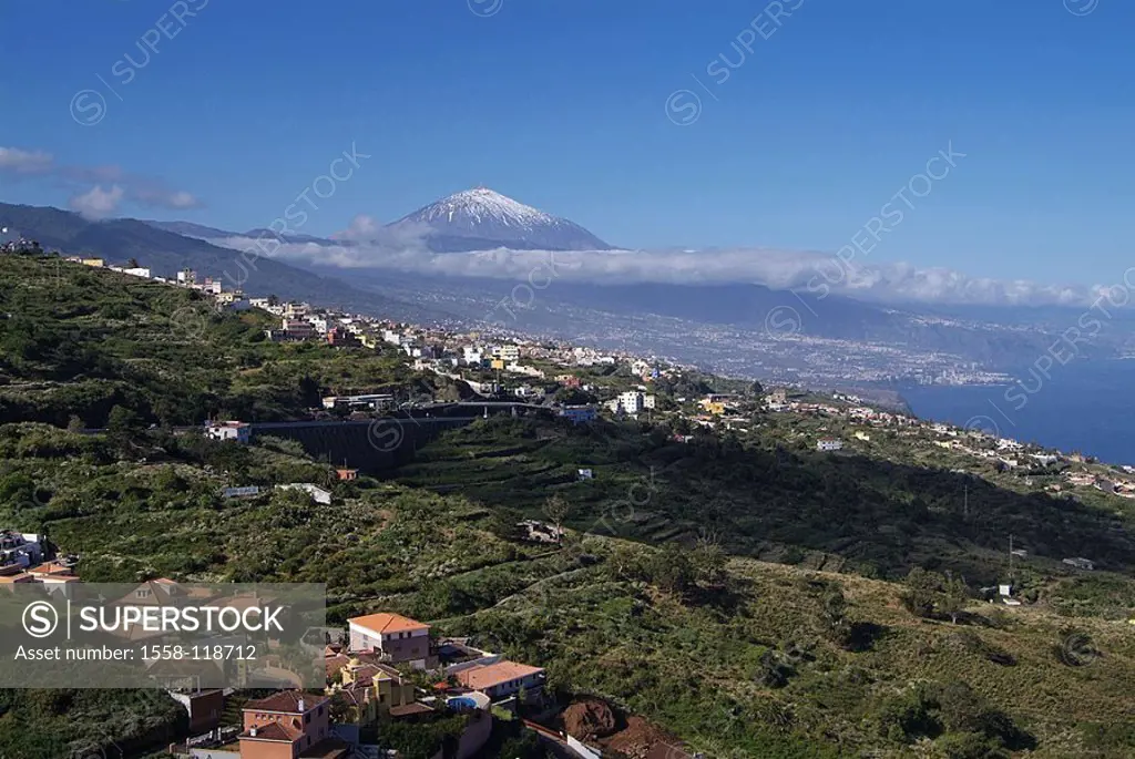 Spain, Canaries, island Tenerife, El Sauzal, landscape, background, Pico Del Teide, 3718 m,