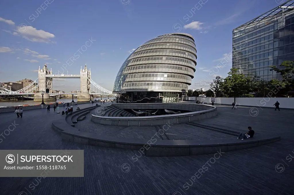 Great Britain, England, London, river Thames, tower bridge, city reverberation,