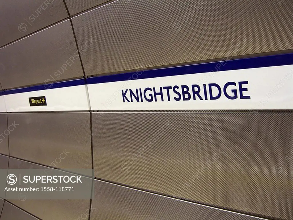 Great Britain, England, London, Metro-Station Knightsbridge, detail,
