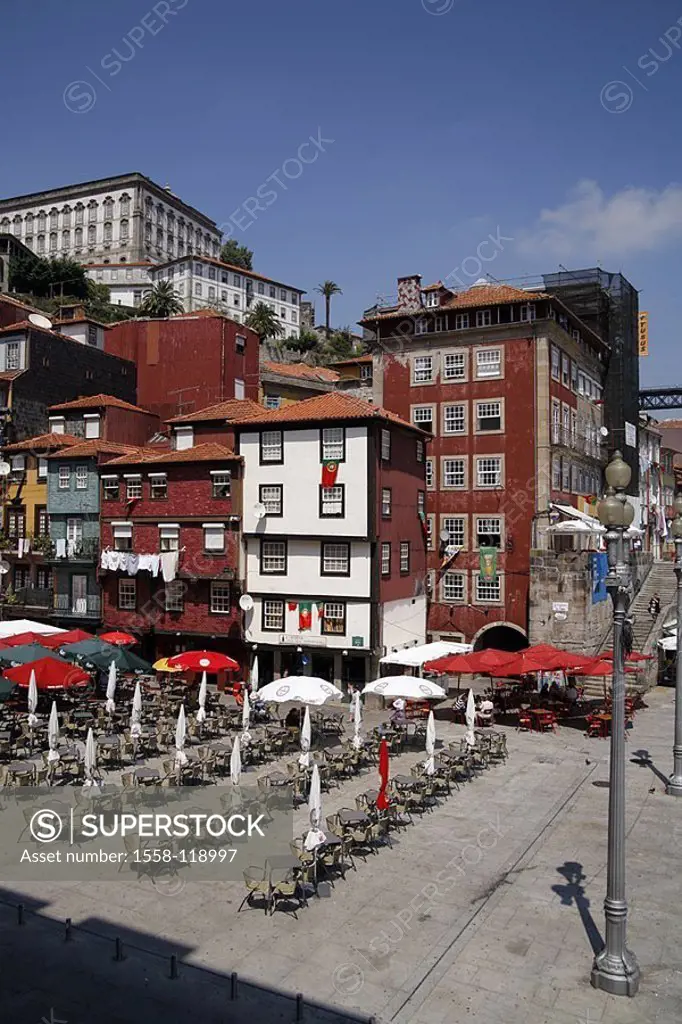 Portugal, postage, old part of town Ribeira, street-cafes,