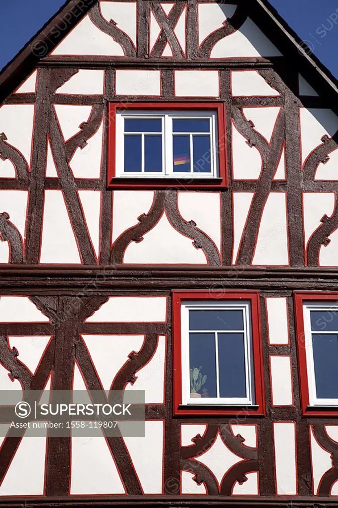 Germany, Hesse, Rhine-district, Oestrich-Winkel, timbering-house, detail,