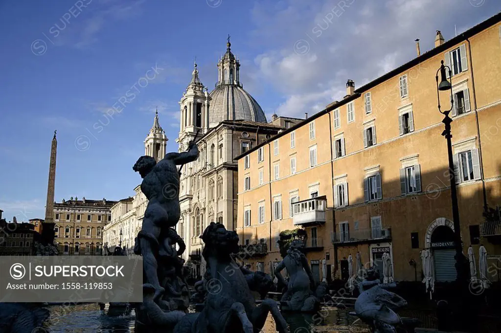 Italy, Rome, piazza Navona, Fontana Del nice-UN, detail,