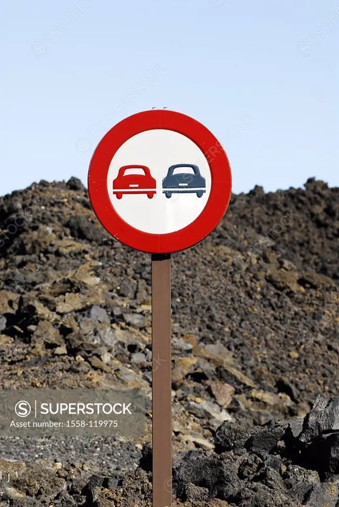 Lava-rock, traffic sign, Überholverbot,