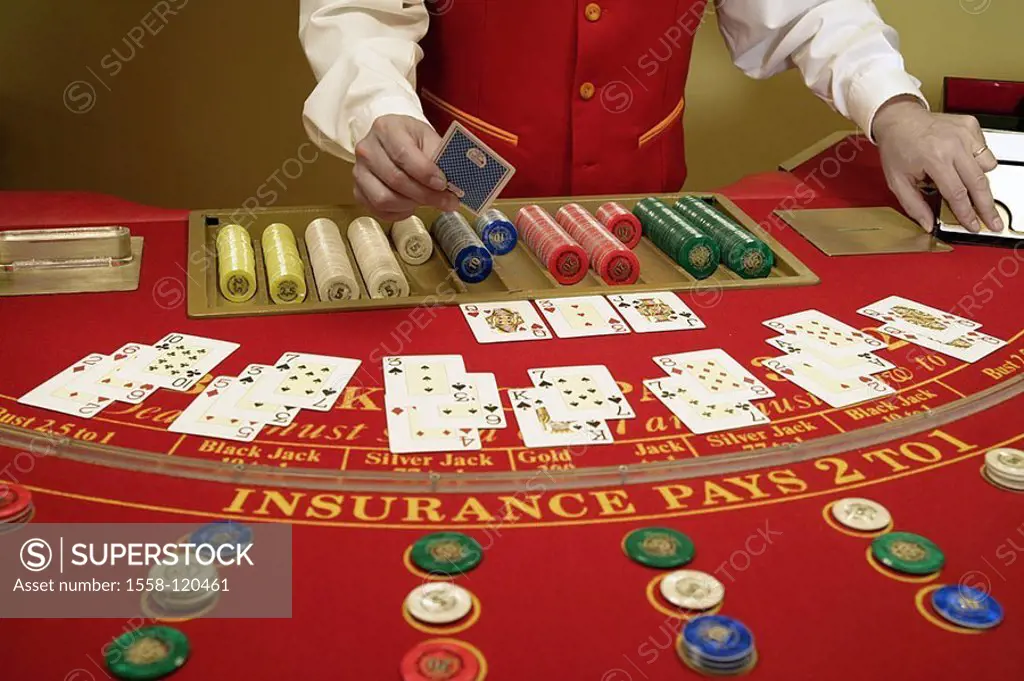 Casino, gamble, croupiers, Black Jack, detail,