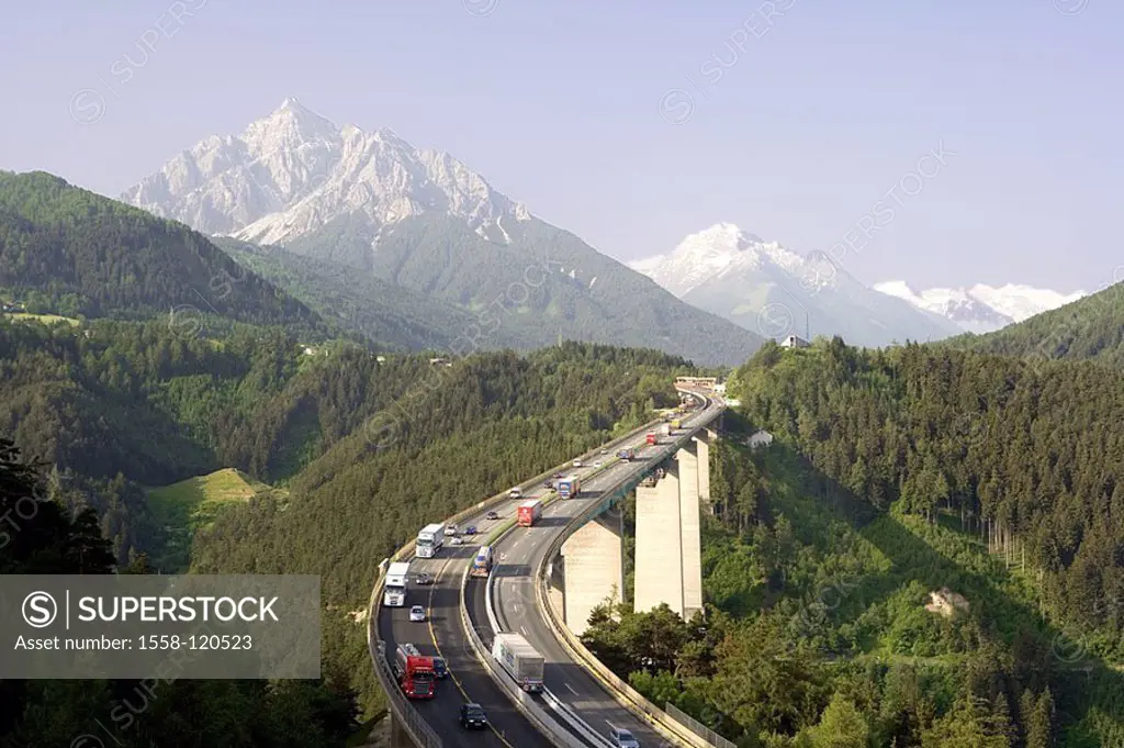 Austria, Tyrol, Alps, burner-highway, Europe-bridge, traffic, Europe, Inntal, burners, highway-bridge, highway, transportation, roadways, tracks, brid...
