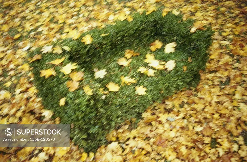 Park, trees, ´bench´, book, form-cut, art, autumn, from above, fuzziness, garden, nature, plants, boxwoods, cut, form, bank, couch, piece of furniture...