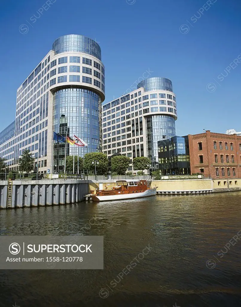 Germany, Berlin, ministry of the inside, Spree, boat, city, capital, government-quarter, buildings, ministry, federal-ministry, department of the Inte...