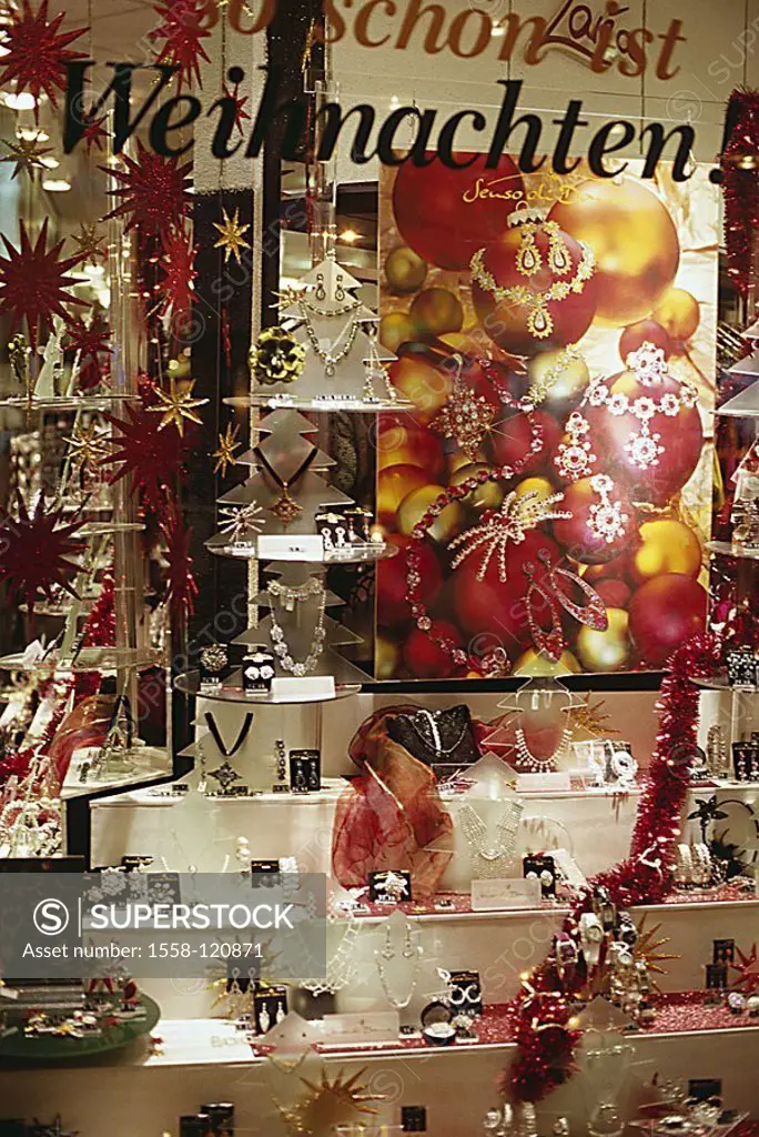 Jeweler, display windows, Christmas-decoration, detail, business, stores, retails, sale, decoration, window decorations, ware, jewelry, displayed, dec...