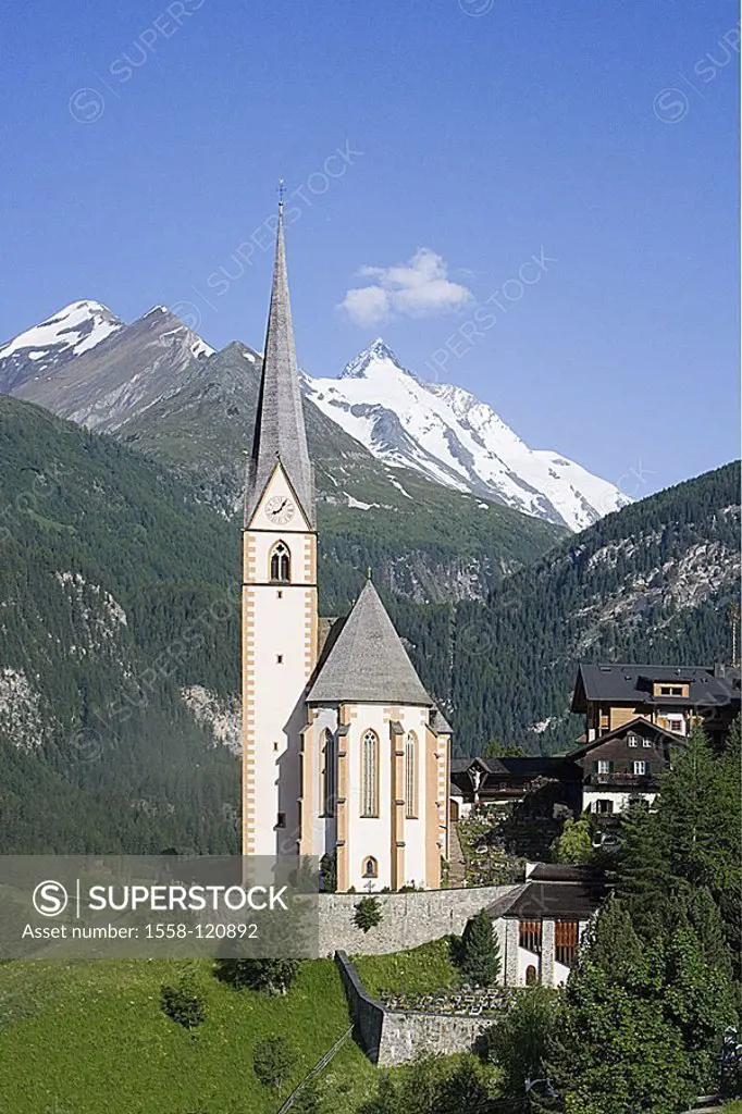 Austria, Carinthia, high Tauern, saint-blood, church, Großglockner, series, Europe, upper Mölltal, sight, place of pilgrimage, tourism-place, construc...