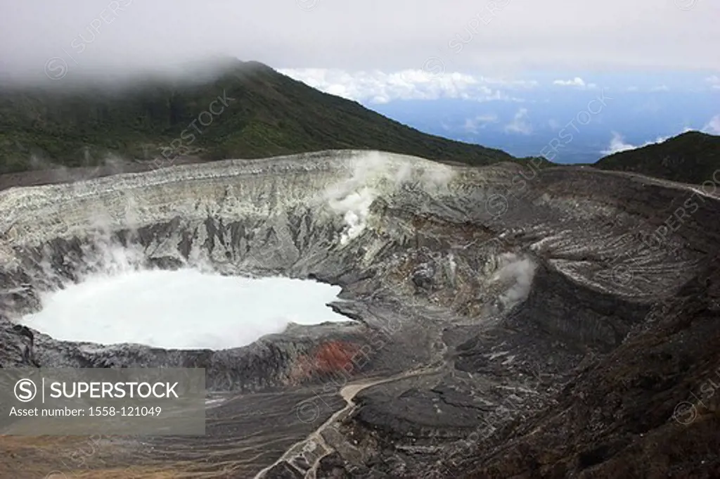 Costa Rica, Alajuela, volcano Poas, actively, craters, Fumarole, smoke, central-America, nature, Vulkanismus, volcano, volcanically, activity, crater-...