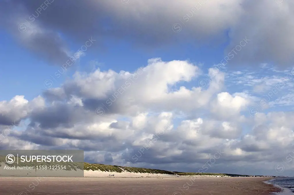 North Sea*-beach, Scandinavia, Denmark, Vejers beach, North sea, sea, dunes, nature-scenery, wideness, distance, wanderlust, vacation, clouds, clouds,...