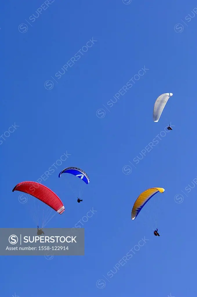 Heavens, blue, Paraglider, athletes, Paragliden, Paragliding, many, four, leisure time, vacation, sport, hobby, activity, leisure time-activity, Gleit...