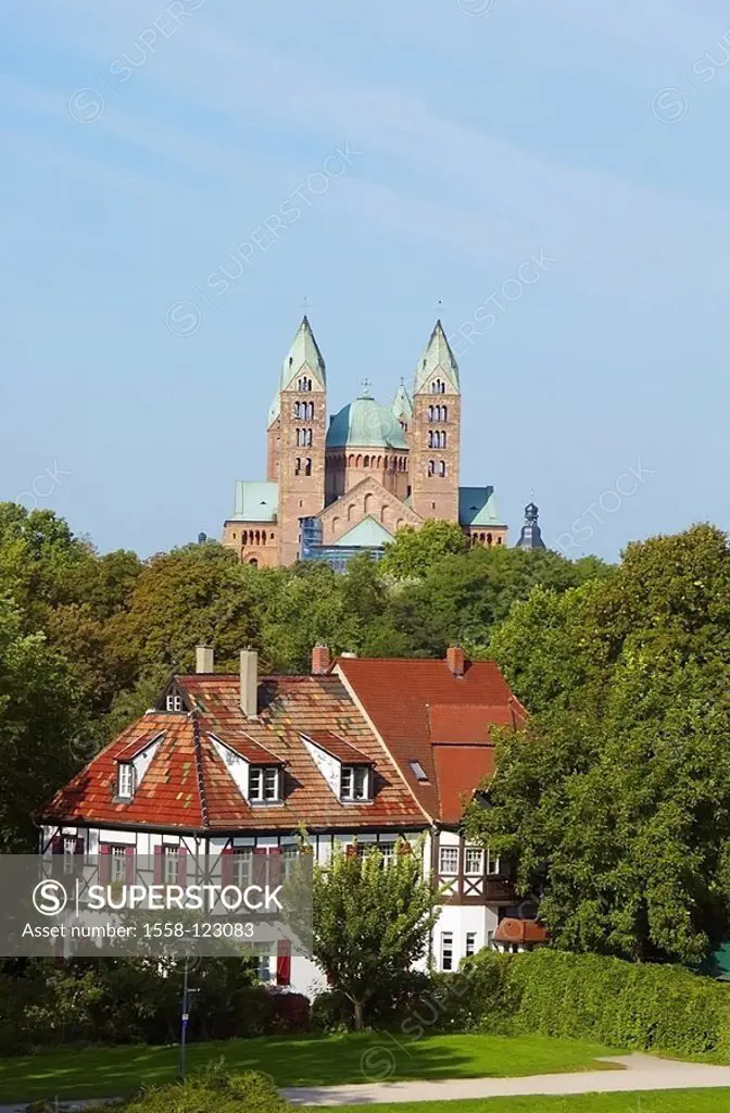 Germany, Rhineland-Palatinate, Speyer, cathedral to Speyer, timbering-house, destination, sight, culture, UNESCO-Weltkulturerbe, emperor-cathedral, ch...