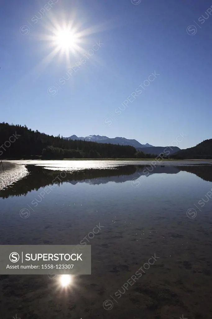 USA, Alaska, coast-landscape, Eagle Beach, beach, sea, reflection, back light, summers, North America, southeast-Alaska, southeast, Panhandle, Inside ...
