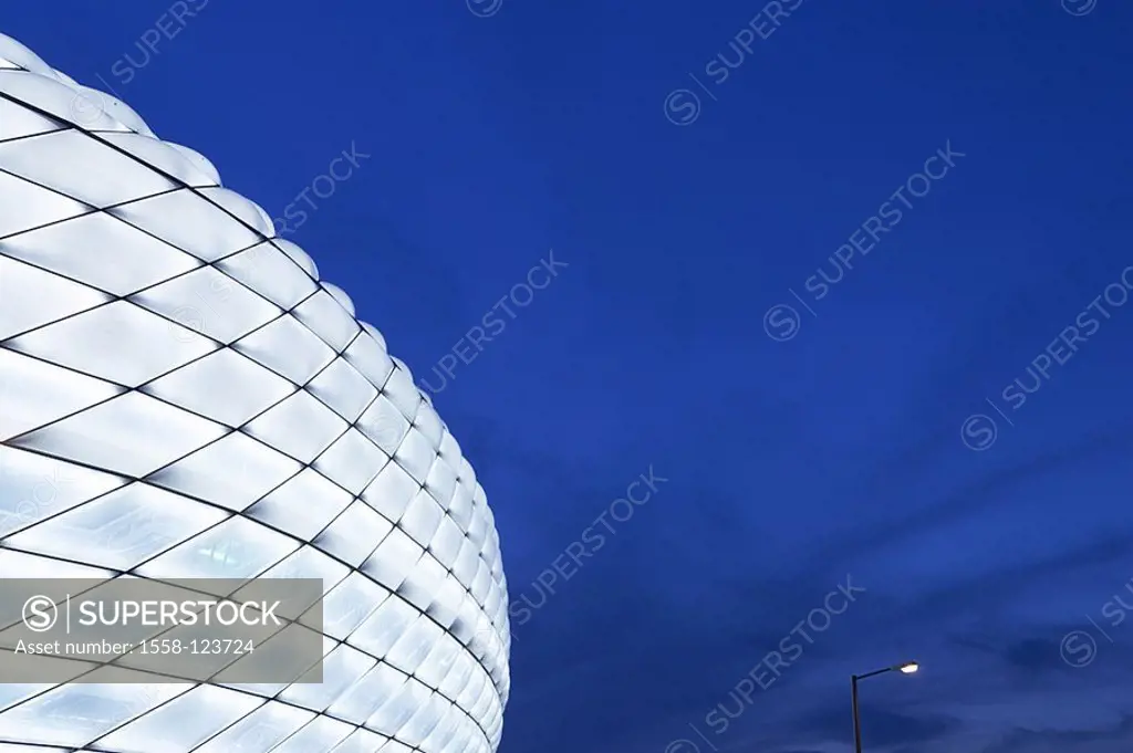 Germany, waiter-Bavaria, München-Fröttmaning, football-stadium alliance arena white, lit no property release, Europe, Bavaria, stadium, sport-stadium,...