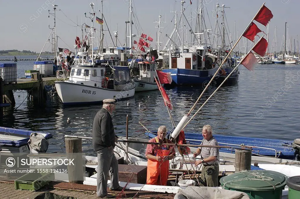 Germany, Schleswig-Holstein, models harbor, landing place, ships, fishers, no release, Europe, island Fehmarn, Burgstaaken, Baltic Sea*-island, water,...