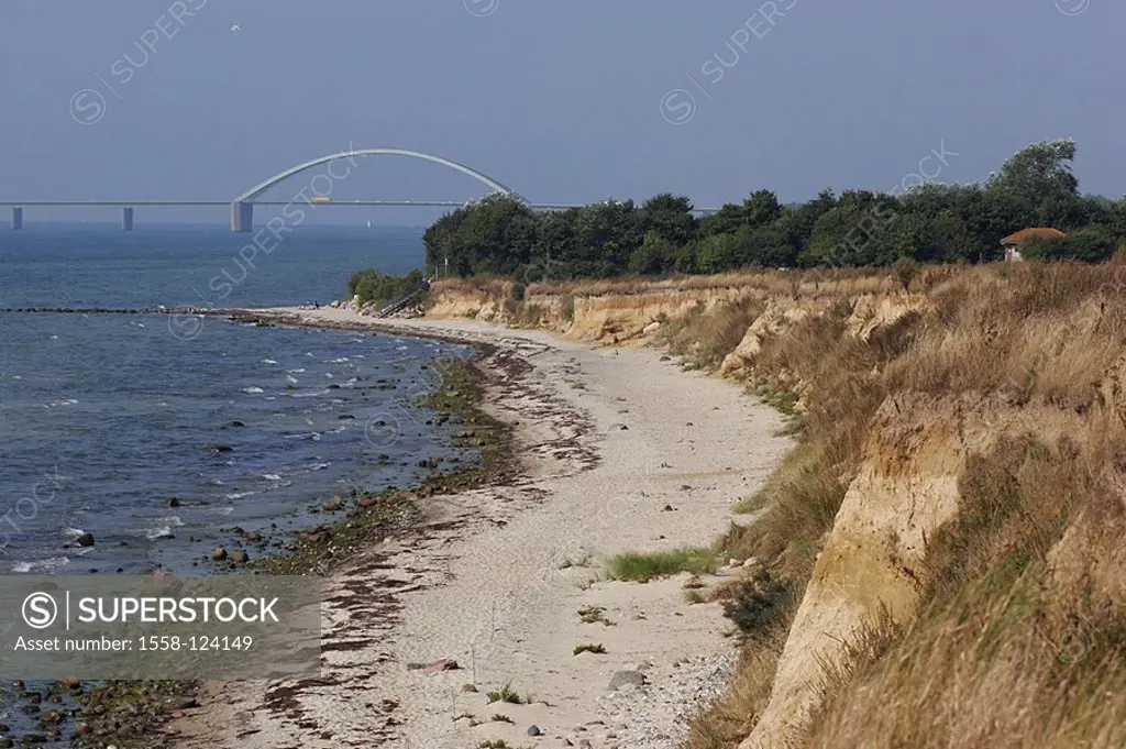 Germany, Schleswig-Holstein, island Fehmarn, steep-coast, background, sound-bridge, series, Europe, Baltic Sea*-island, Baltic sea, sea, Baltic Sea*-b...